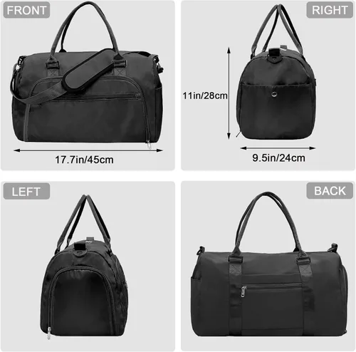 Vista 2 de woogwin Bolsa de gimnasio pequeña para hombres y mujeres con zapatos y compartimento húmedo, bolsa de lona impermeable para viajes, deportes