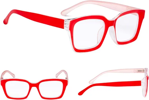 Vista 3 de Paquete de 4 lentes para mujer con marco cuadrado de gran tamaño para mujeres lectoras