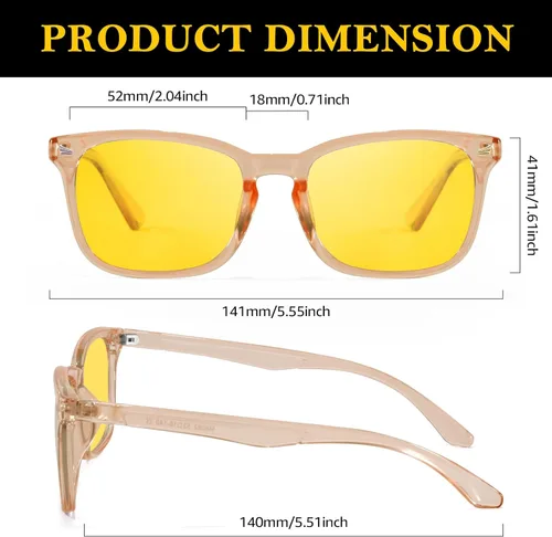Vista 3 de TJUTR TN2582 - Lentes de conducción de visión nocturna para hombres y mujeres, lentes amarillas polarizadas antideslumbrantes para seguridad nocturna