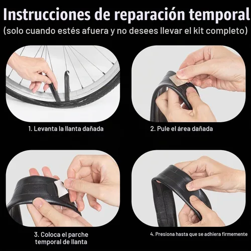 Vista 7 de Kit de reparación de neumáticos de bicicleta, kit de parches de perforación de tubo interior Bycicle con 32 parches de vulcanización, raspador