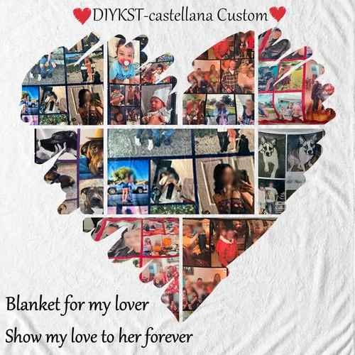 Vista 5 de Manta personalizada regalo conmemorativo con collage de texto fotográfico: fabricada en Estados Unidos, manta personalizada de 10 fotos, manta