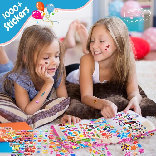 Vista 6 de Adhesivos para niños 1000+, adhesivos 3D hinchados para niños y bebés, paquete variado de 40 hojas diferentes para álbumes de recortes, regalos