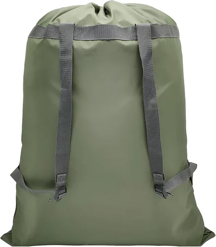 Vista 9 de Paquete de 2 mochilas para lavandería, 27 x 34 pulgadas, bolsa de lavandería resistente con correas para el hombro, cierre de cordón, mochila