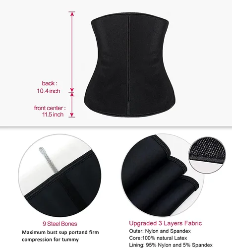 Vista 4 de YIANNA Entrenador de cintura de látex para mujer, corsé de cintura bajo el busto, corsé de reloj de arena, faja moldeadora de cuerpo