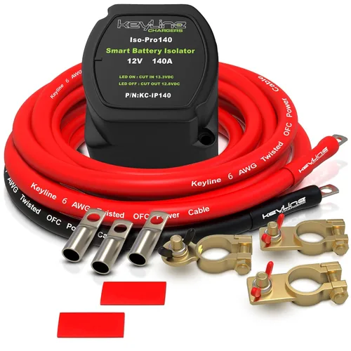 Vista 10 de Kit de aislador de batería dual 12V - 140 Amp Relé sensible al voltaje (VSR) para configuración de batería dual - Interruptor de desconexión