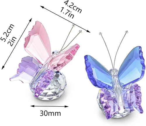Vista 5 de 2 figuras de mariposa de cristal, pisapapapeles de cristal coleccionables 2 piezas-mariposa