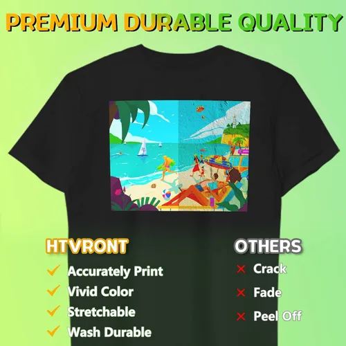 Vista 3 de HTVRONT Papel de transferencia de calor para camisetas oscuras, 25 hojas de 8.5 x 11 pulgadas, papel de transferencia para planchar para inyección