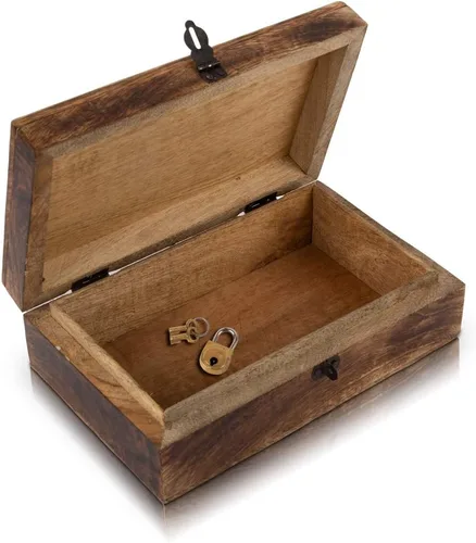 Vista 6 de Gran regalo de cumpleaños, joyero decorativo hecho a mano, de madera con cerradura y llave, organizador de joyas, caja de recuerdo, caja de reloj