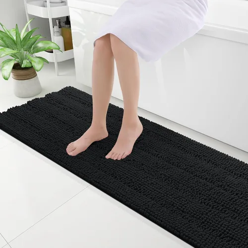 Vista 223 de Grandaily Alfombras de baño de felpilla a rayas de 24 x 16 pulgadas, extra gruesas y suaves, absorbentes, parte trasera de goma, alfombra de ducha