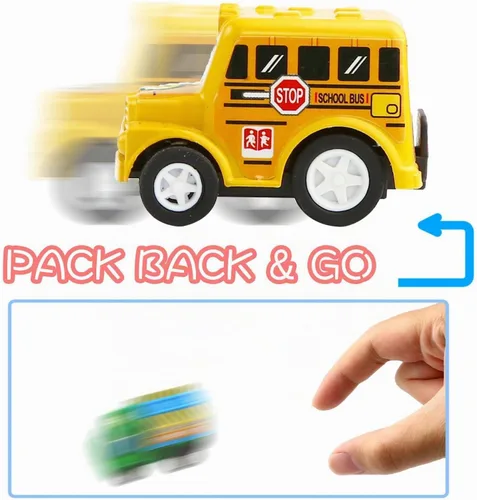 Vista 3 de Funcorn Toys Juego de 12 mini vehículos de plástico surtido, juguetes de camión y automóvil para niños pequeños, recuerdos de fiesta, juego de auto