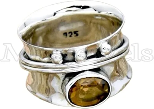 Vista 5 de Citrine Spinner Ring, 925 Sterling Silver Ring, Spinner Ring For Women, Handmade Ring, Promise Ring, Fidget Band Ring, Citrine Ring, Minimalist