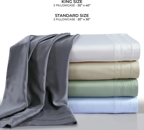 Vista 6 de Tribeca Living BAMB300PCSTIV - Par de almohadas de rayón de bambú de 300 hilos, tamaño estándar, color marfil