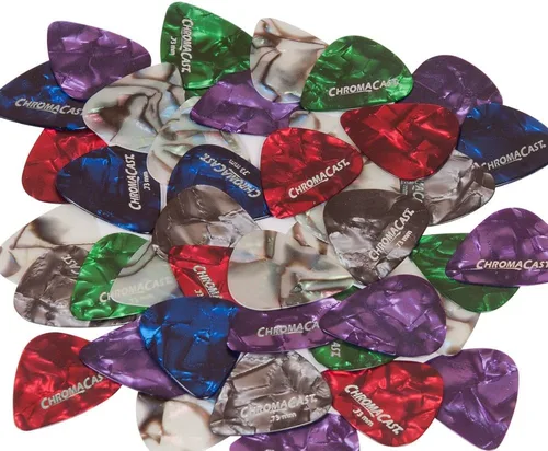 Vista 8 de Chromacast Pearl púas de celuloide para guitarra