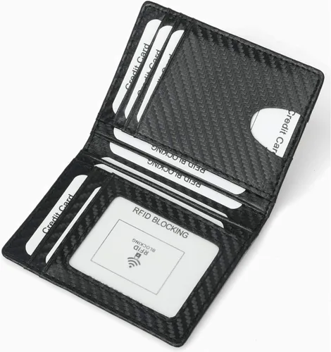 Vista 3 de Minimalist Front Pocket Wallet - RFID Blocking Genuine Leather Slim Bifold Wallet for Men Women