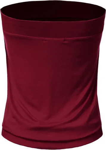 Vista 3 de DOUBLJU - Top de tubo elástico plisado natural para mujer con banda elástica con talla grande
