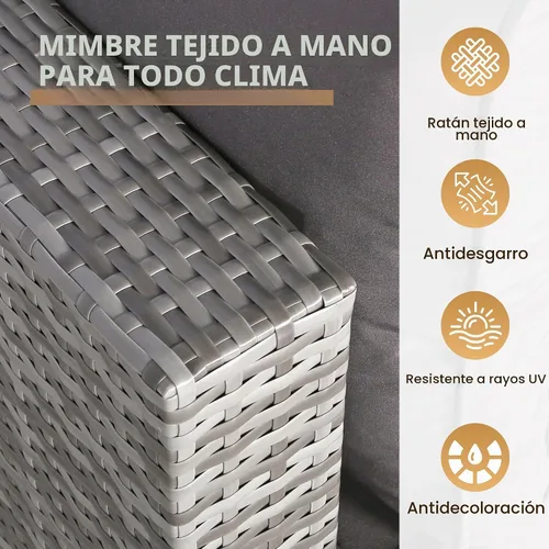 Vista 3 de FHFO Juego de muebles de patio de 7 piezas, juego de sofá seccional de 1/ Gris Gris Oscuro