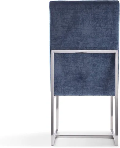 Vista 7 de Manhattan Comfort Element Modern - Juego de 1 sillas de comedor de terciopelo con espuma de alta densidad, marco de acero inoxidable con acabado