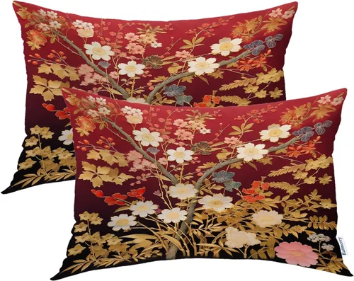 Vista 72 de Batmerry Fundas de almohada de bosque de arce otoñal, casas de sillas de madera, hojas amarillas, fundas de almohada decorativas, impresión digital