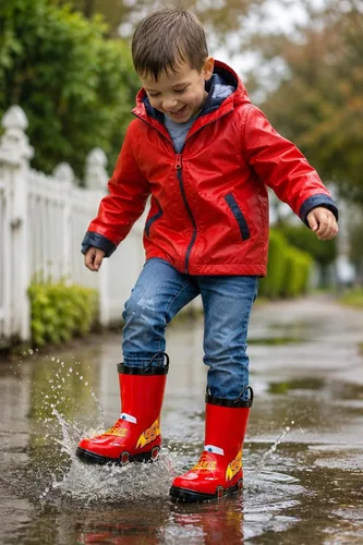 Vista 2 de Disney Cars Lightning McQueen Rust-eze Boys' Red Waterproof Easy-On Rubber Rain Boots