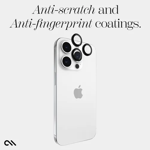 Vista 3 de Case-Mate Protector de lente de cámara con anillos de aluminio negro para iPhone 15 Pro Max/iPhone 15 Pro - Doble vidrio templado - Tecnología