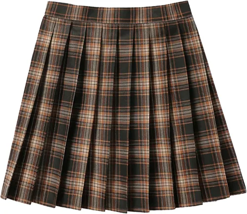 Vista 3 de Disfraces de Halloween para mujer, casual, a cuadros, cintura alta, plisada, acampanada, minifalda