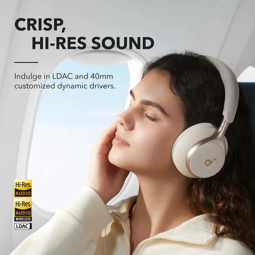 Vista 7 de Soundcore Q30 by Anker, auriculares híbridos con cancelación activa de ruido con bolsa de viaje, con espacio uno, múltiples modos, audio de alta