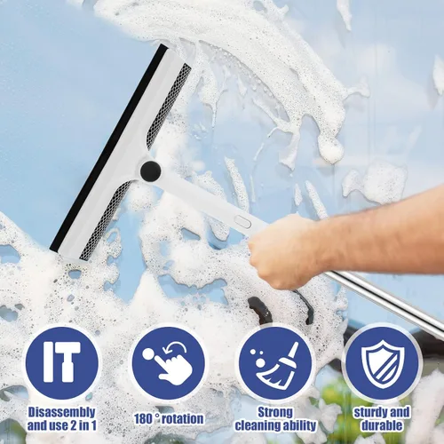 Vista 4 de Limpiador de ventanas limpiador de ventana ajustable para limpiar desde múltiples ángulos, herramienta de limpieza de ventanas con poste