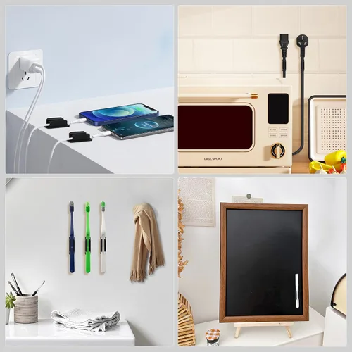 Vista 8 de Paquete de 10 soportes adhesivos para bolígrafos para escritorio, soporte de silicona para aula, accesorios para profesores y estudiantes, Negro