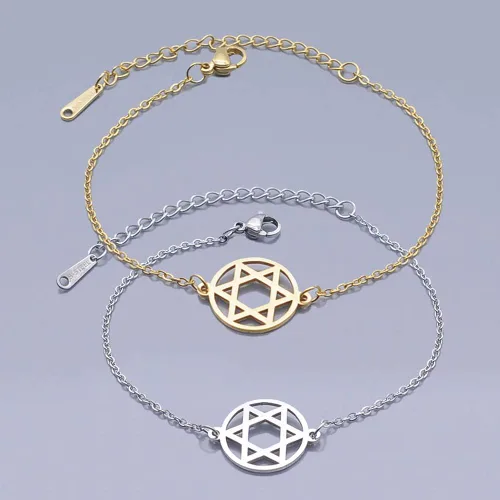 Vista 4 de LZD Pulsera de acero inoxidable para langosta judía estrella de David plata ajustable Z211