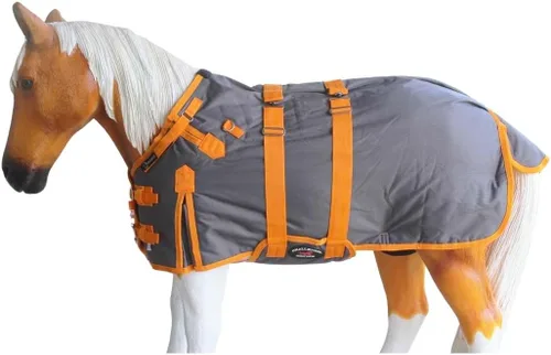 Vista 7 de Manta de invierno de 42" 1200D para potro, poni, caballo, y asno en miniatura rojo BLK 51946 Challenger