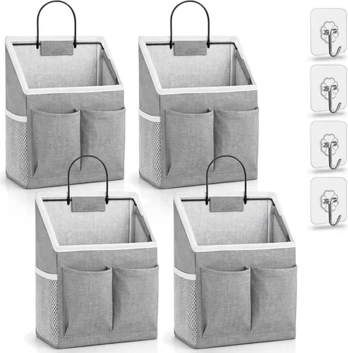 Vista 14 de Kanrichu 2 piezas de cestas pequeñas para colgar en la pared para organizar, bolsa de almacenamiento colgante en la pared como organizador sobre