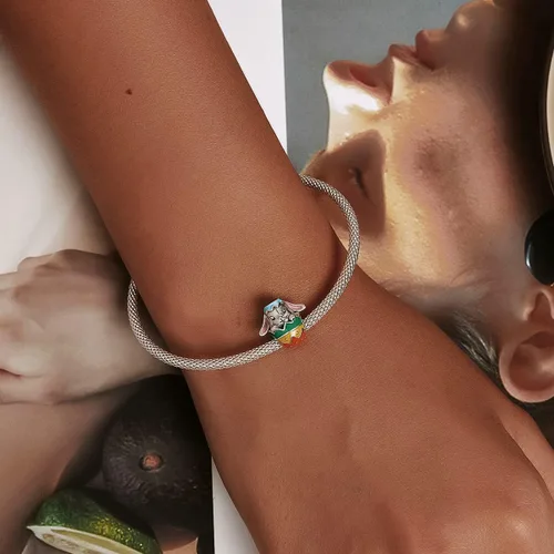 Vista 6 de Abalorio de huevo de Pascua de conejo de plata de ley 925 para pulsera Pandora pulsera de abalorios europeos