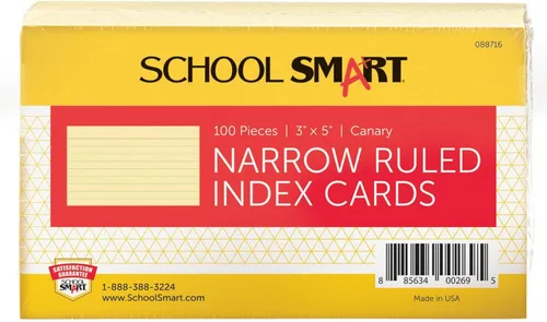 Vista 19 de School Smart Tarjetas de índice con rayas, 3 x 5 pulgadas, colores surtidos, paquete de 100
