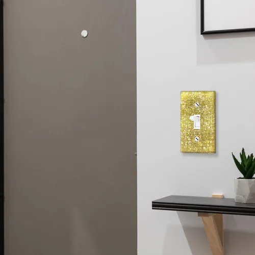 Vista 5 de WIRESTER Cubierta para placa de pared con diamantes de imitación brillantes y dorados, color amarillo dorado citrino, cubierta para interruptor
