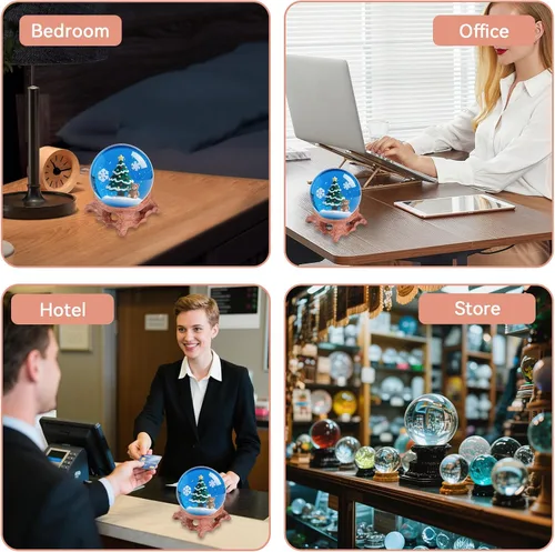 Vista 7 de Soporte de madera para esfera de cristal, 1.6 pulgadas, mini soporte de exhibición de madera para bola de cristal, soporte de bola decorativo
