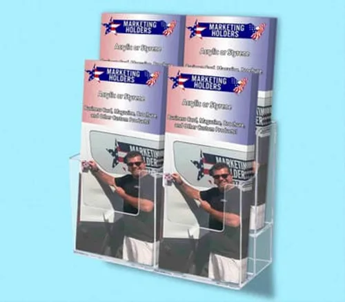 Vista 3 de Marketing Holders Soporte para folletos para tarjetas de estante de 4 pulgadas para colgar múltiples ranuras, todo en uno, pantalla transparente