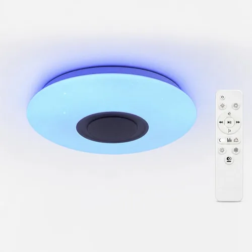 Vista 11 de Lámpara de techo con música WiFi mejorada con altavoz Bluetooth y control remoto, lámpara de techo regulable de 15 pulgadas compatible con Alexa