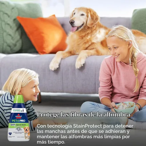 Vista 7 de Bissell PET PRO OXY - Fórmula de manchas y manchas para limpiadores portátiles de alfombras, 32 onzas, 2034 PET PRO OXY targets pet stains &