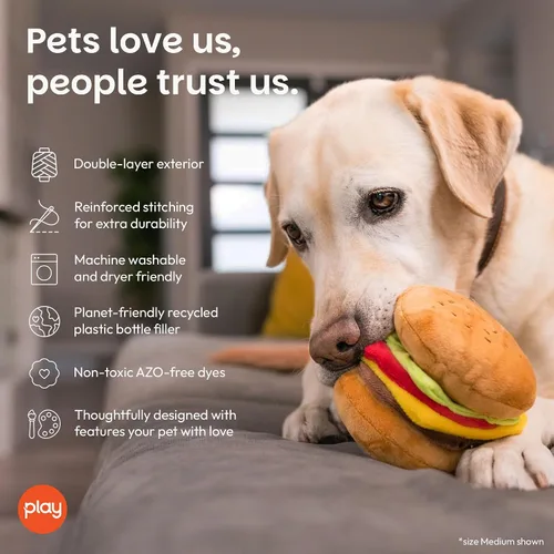 Vista 4 de P.L.A.Y. Bonitos juguetes de felpa para perros, juguete masticable duradero con temática de comida rápida, ideal para cachorros y perros pequeños