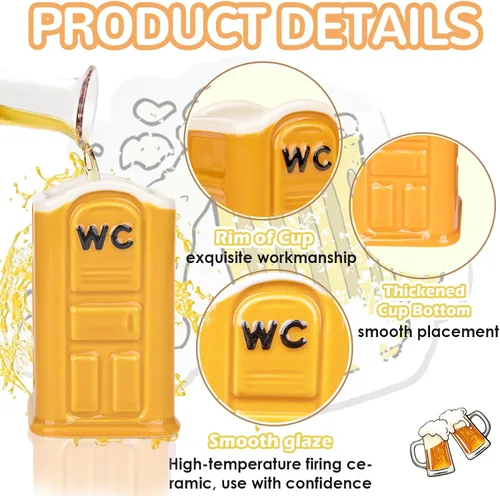 Vista 3 de Graciosos vasos de chupito de cerámica Porta Potty: Elefante Blanco Broma Divertidos Novedades Regalos de Intercambio de Fiesta Yankee para Adultos