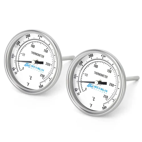 Vista 8 de MEANLIN MEASURE - Termómetro bimetálico de 1/2" NPT, esfera de 3.3", tallo de acero inoxidable de 1-7/8", precisión del 2%, montaje trasero central
