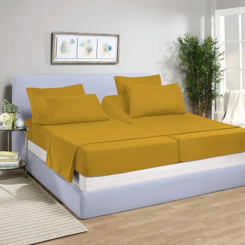 Vista 21 de Juego de sábanas divididas de 5 piezas de 800 hilos para cama ajustable (2 piezas, 1 sábana plana y 2 fundas de almohada) 100% algodón egipcio
