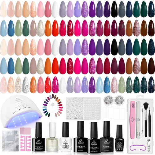 Vista 17 de Beetles - Kit de esmalte de uñas de gel con luz UV, 20 colores, juego de 31