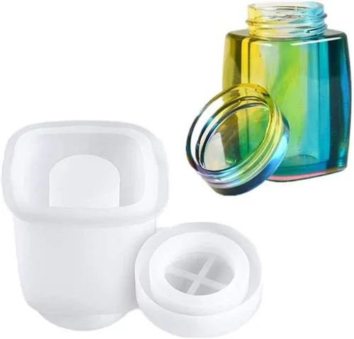 Vista 12 de Moldes de resina de 4 estilos para manualidades, tarro de almacenamiento de botellas con tapa, kit de moldes de epoxi de cristal, herramienta