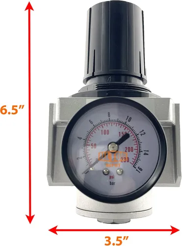 Vista 2 de 1" regulador de presión de aire comprimido en línea estupendo NPT para compresor de aire, 7 a 215 PSI ajustable