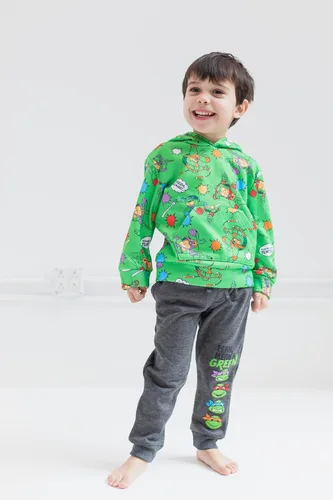 Vista 2 de Teenage Mutant Ninja Turtles Conjunto de sudadera con capucha y pantalones de forro polar, tallas para niños pequeños y grandes (2T - 18-20)