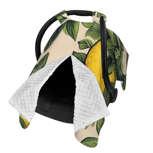 Vista 2 de Baby Car Seat Canopy Cover for Mom, Soft Breathable Nursing Breastfeeding Covers Multi Use Stroller Sun Shade Newborn Shower Gift，Lemon