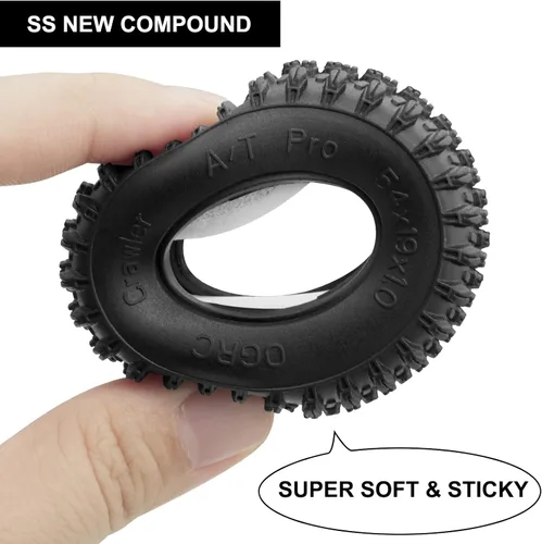Vista 2 de OGRC 1.0 Neumáticos de oruga súper suaves y pegajosos con espuma de doble etapa 1.0 RC neumáticos para SCX24 Gladiator Bronco C10 JLU Deadbolt B17