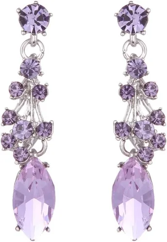 Vista 4 de Molie Collar y aretes de boda de cristal austriaco con diamantes de imitación para mujer (morado claro)
