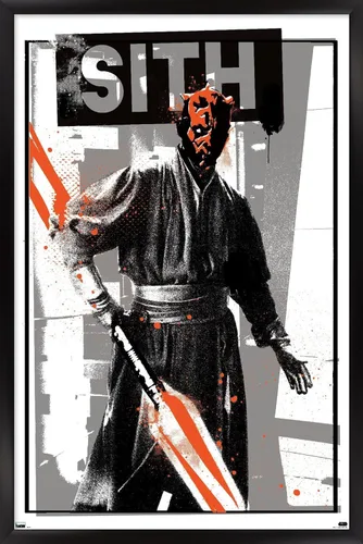 Vista 8 de Trends International Star Wars: The Phantom Menace - Póster de pared de Darth Maul Glitch, 22.4 pulgadas de largo x 14.7 W, versión enmarcada